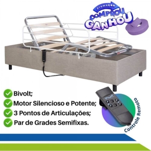 Cama Motorizada Articulada Zeus Pilati + Par de Grades - Capacidade 150kg Cama Motorizada Articulada Zeus Pilati + Par de Grades - Capacidade 150kg