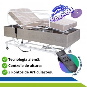 Cama Motorizada Articulada com Regulagem de Altura, Rodas, Colchão Hospitalar Original e Par de Grades Pilati Cama Motorizada Articulada com Regulagem de Altura, Rodas, Colchão Hospitalar Original e Par de Grades Pilati