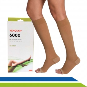 Meia Venosan 6000 de Média Compressão 20-30mmHg 3/4 Bege - Pé Aberto - Cód. BR62011 Meia Venosan 6000 de Média Compressão 20-30mmHg 3/4 Bege - Pé Aberto - Cód. BR62011